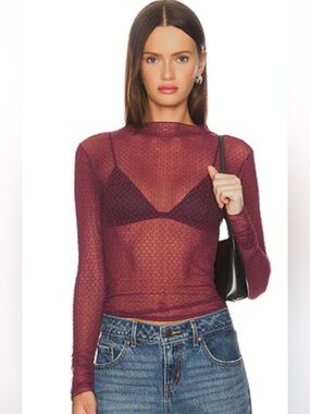 Free People Minding My Own Business Mesh Top, Size XSMALL